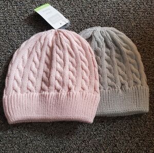 NWT PINK & GRAY KNIT BEANIE